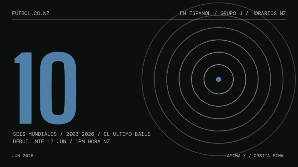 El número 10 celeste junto a seis círculos concéntricos de tiza: el sexto y último Mundial de Messi con Argentina