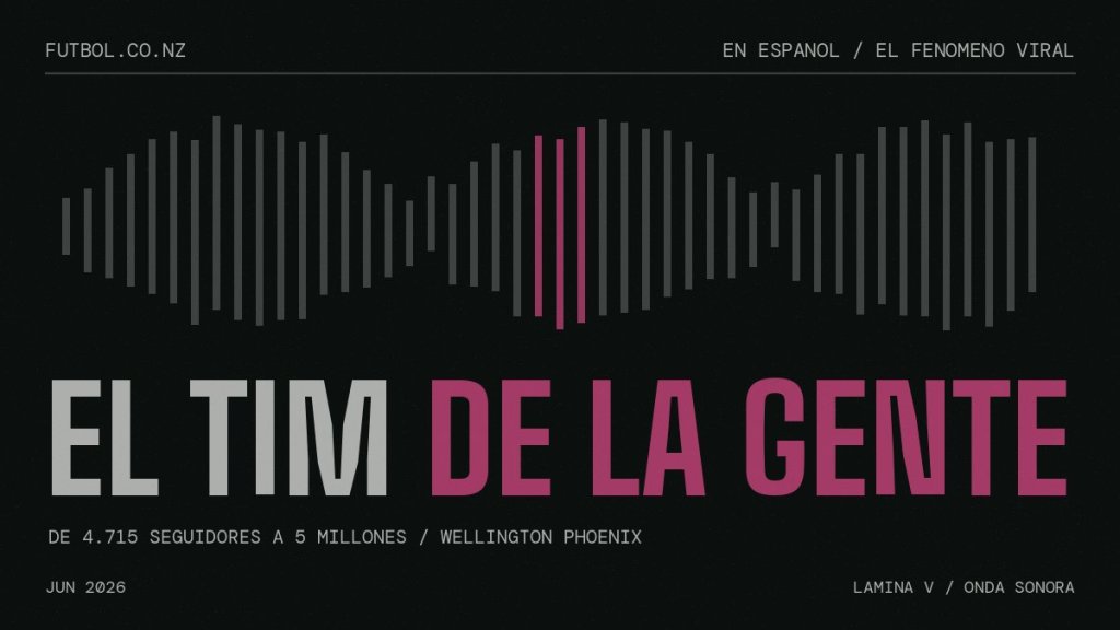 Onda de sonido estilo cumbia con el texto EL TIM DE LA GENTE: el fenómeno viral de Tim Payne en Latinoamérica